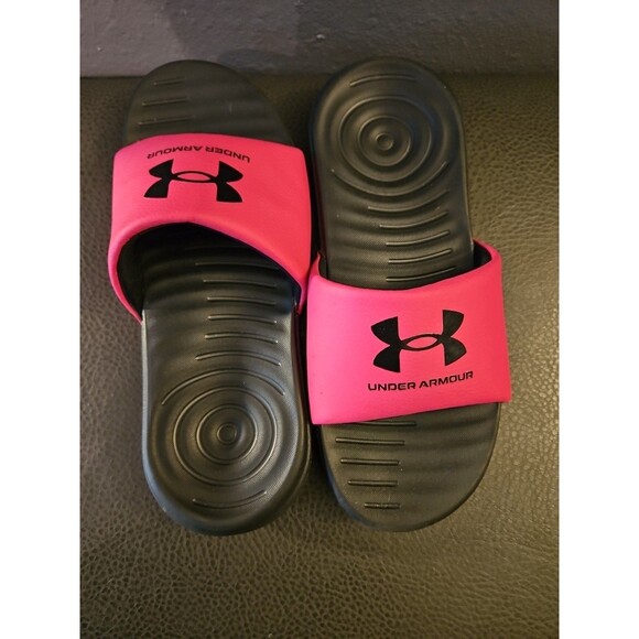 Under Armour Kids Ansa Graphic Logo Slide‎ Sandal, Black/pink, Size 4Y - Picture 7 of 8